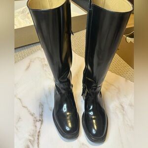 SALE🔥 Authentic APC Charlie Knee-High Boots in Black Shiny Leather